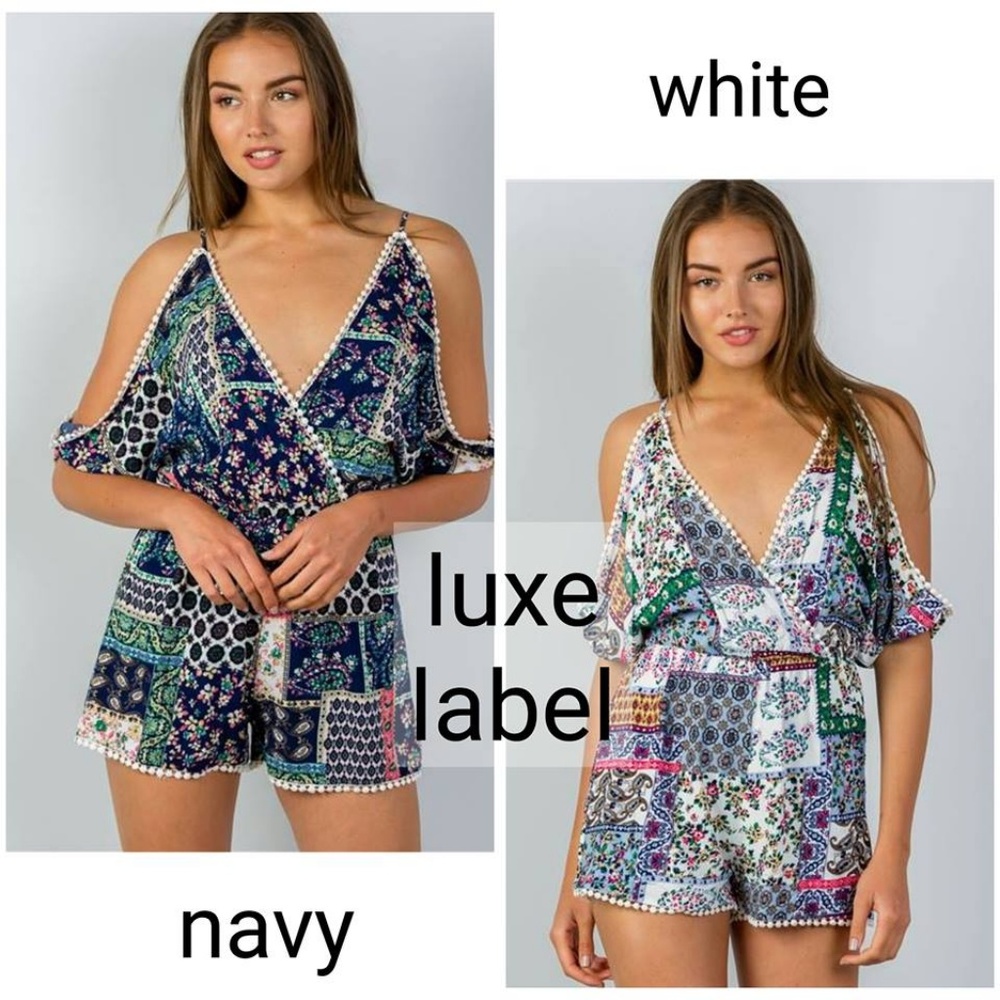 MIXED PRINT POM POM ROMPER - white - Picture 8 of 8